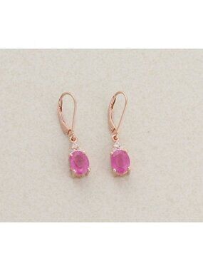 18k Rose Gold Over Sterling Silver Ruby & Natural White Topaz Earrings